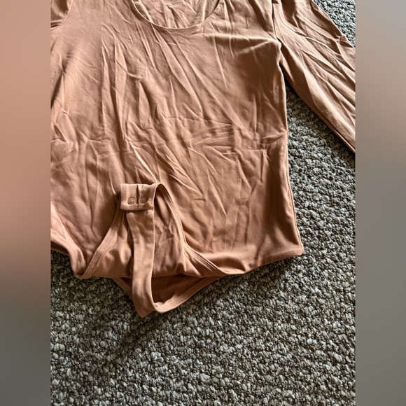 Nuuds Long Sleeve Scoop Neck Bodysuit-Clay M - Picture 6 of 7